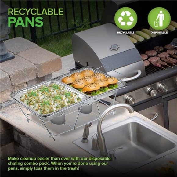 Chafing Dish Buffet Set Disposable - 21 x 13 (5 Pack) 9 x 13 (10 Pack) Aluminum - Picture 3 of 7